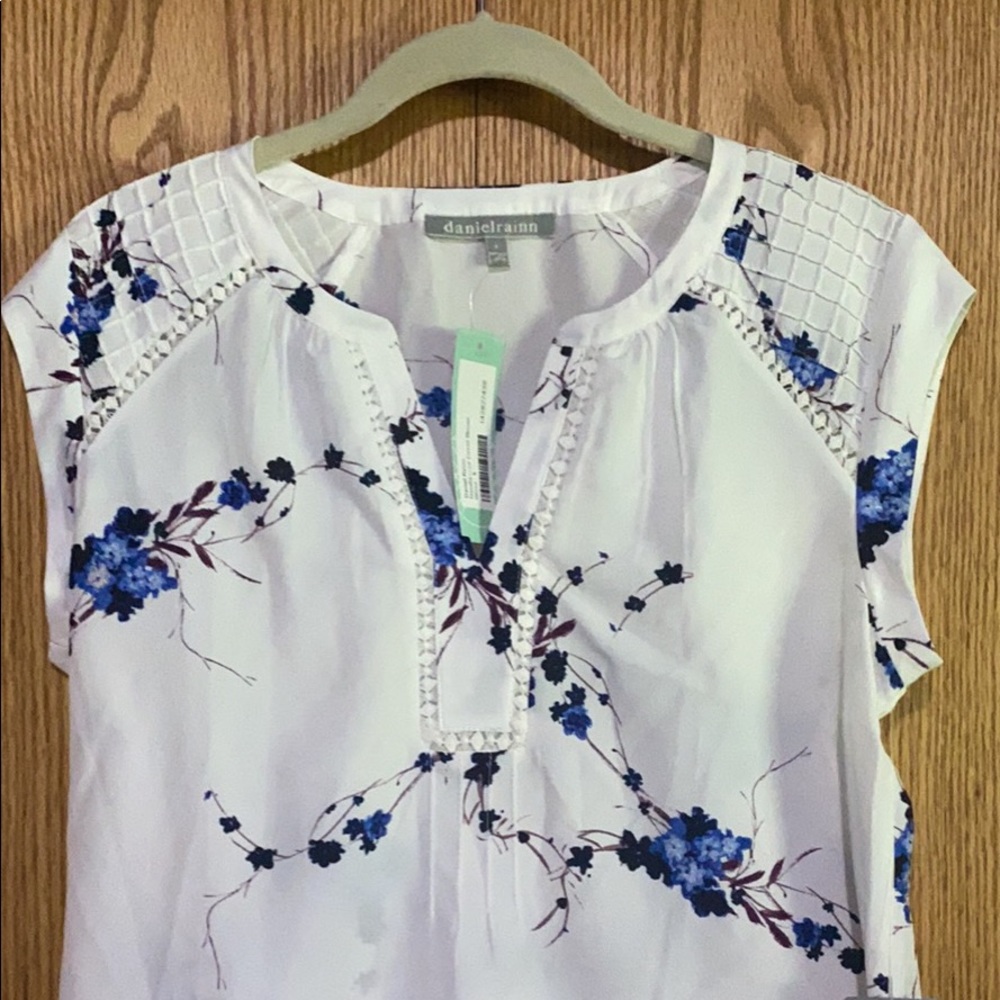 Size S | White, Blue, Wine | Lace Detail Blouse